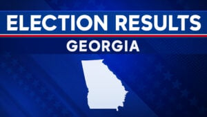 Graphic Image that says Election Results Georgia with a silhouette outline of the state of Georgia