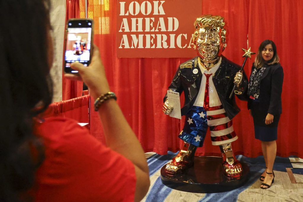 The Trump Golden statue from the 2021 CPAC convention
