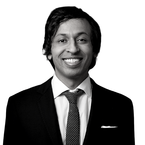 Black and white portrait of Nikil Saval