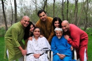 Seemi Ghazi and father Abidullah Ansari Ghazi surrounded by family