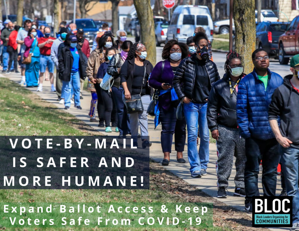 Photo of people standing in line to vote